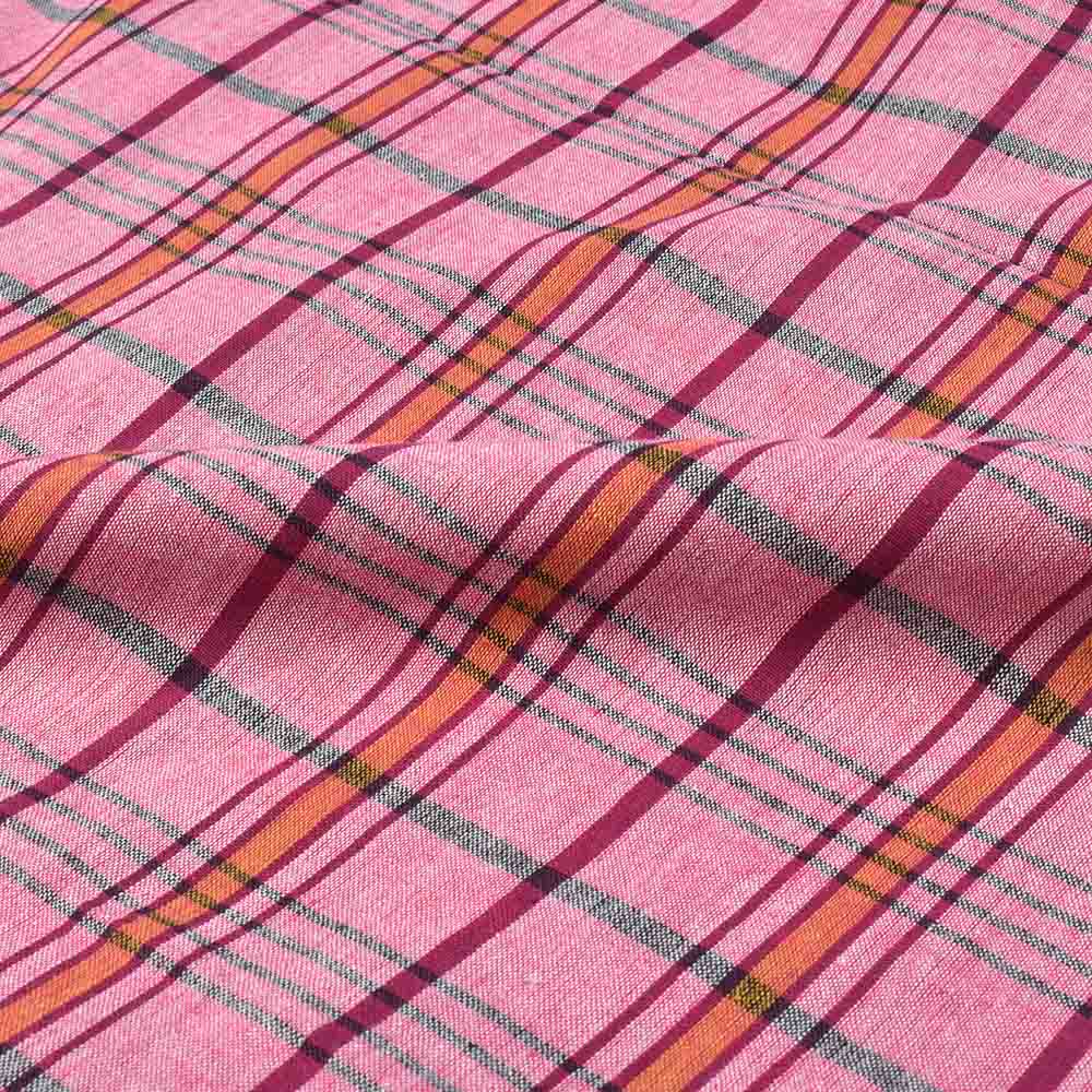 Check multicolour 90 GSM pure cotton handwoven fabric