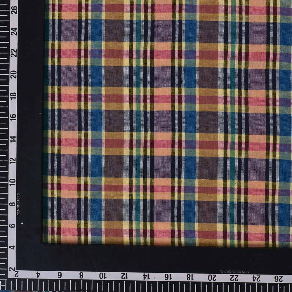 CHECK MULTICOLOR PURE COTTON 95 GSM HANDWOVEN FABRIC 551