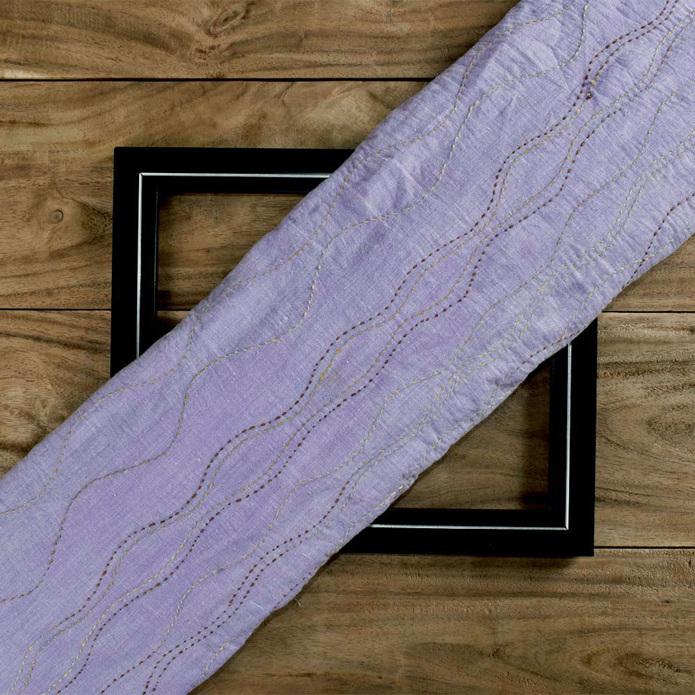 Khadi cotton fabric featuring intricate Kantha embroidery
