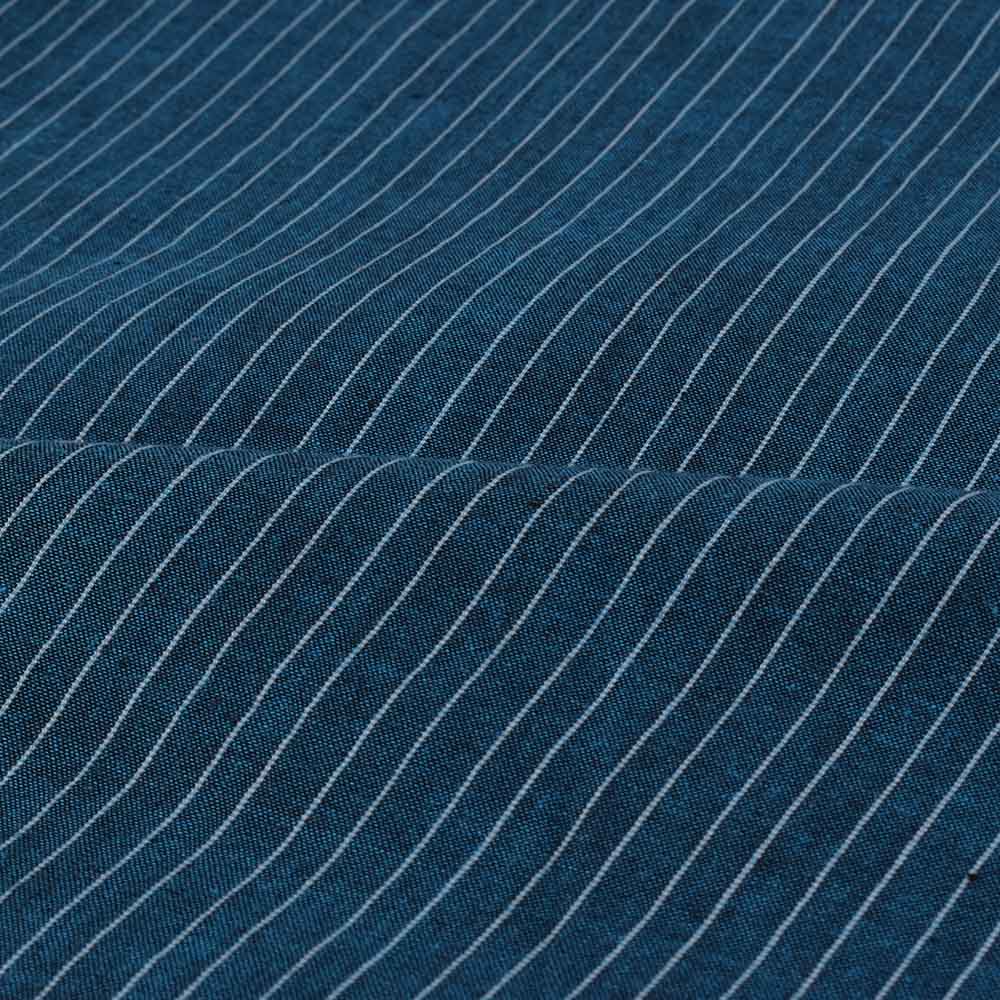 STRIPE TURQUOISE PURE COTTON 110 GSM HANDWOVEN FABRIC