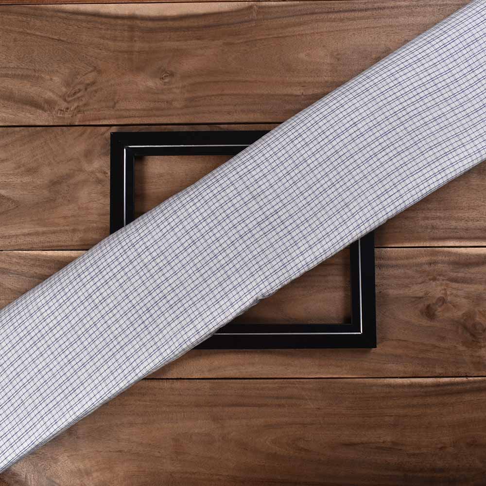 Check White Blue Khadi Cotton 145 GSM Handwoven Fabric