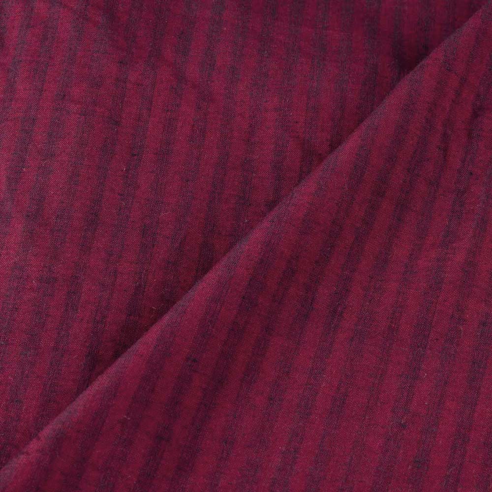STRIPE MAROON PURE COTTON 92 GSM HANDWOVEN FABRIC