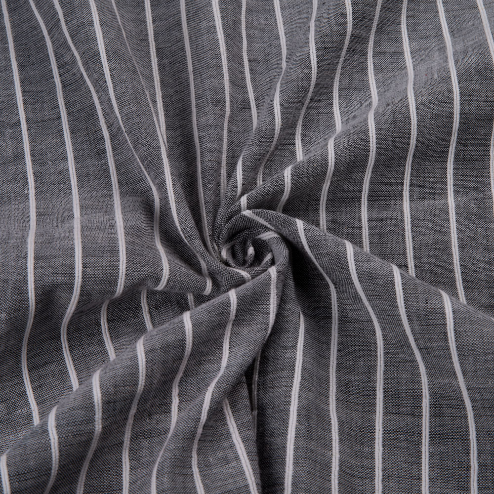 Stripe Grey Pure Cotton 138 GSM Handwoven Fabric