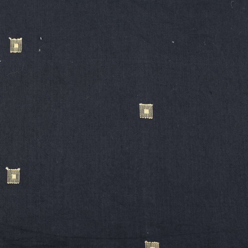 Geometric Black Jamdani Silk Cotton Blend 43 GSM Fabric