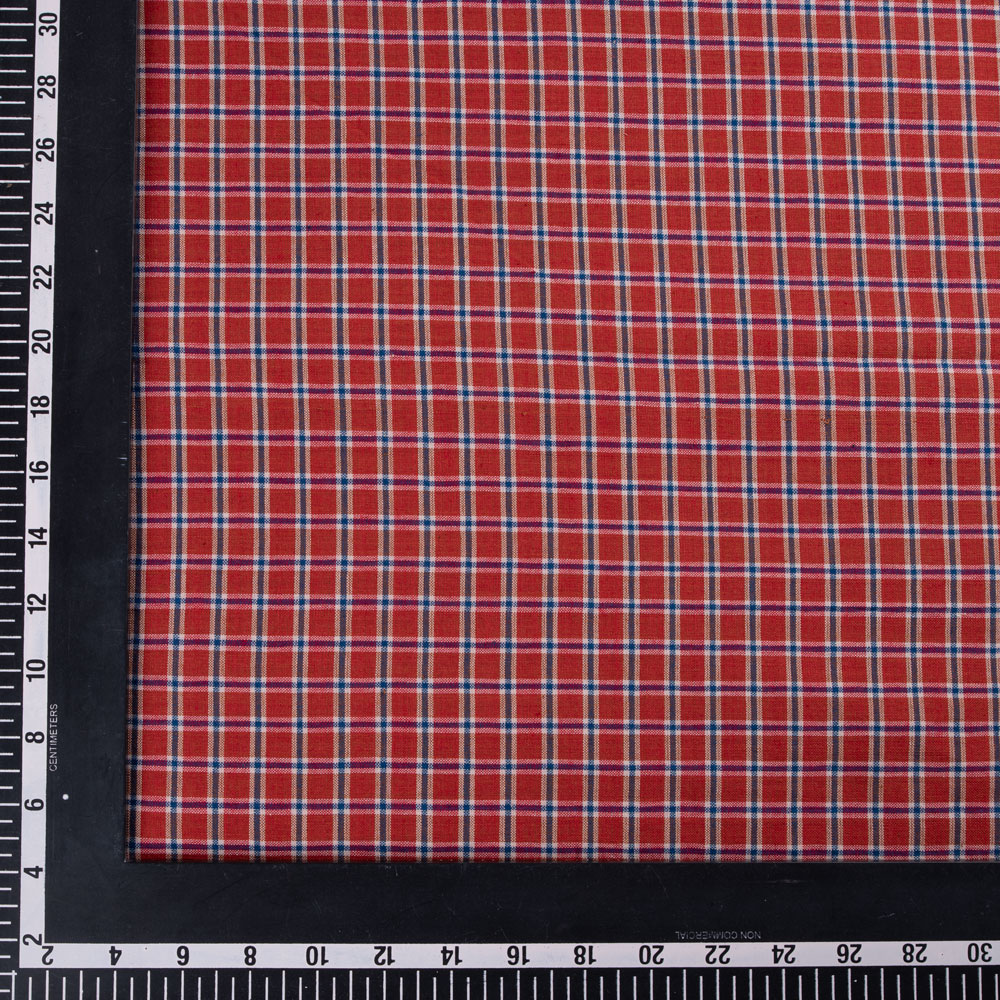 CHECK RED PURE COTTON 86 GSM HANDWOVEN FABRIC 206