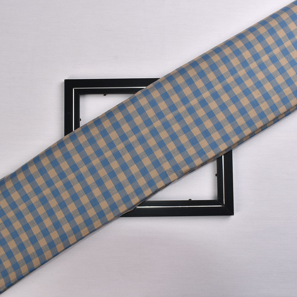 Check Blue Grey Pure Cotton 85 GSM Handwoven Fabric