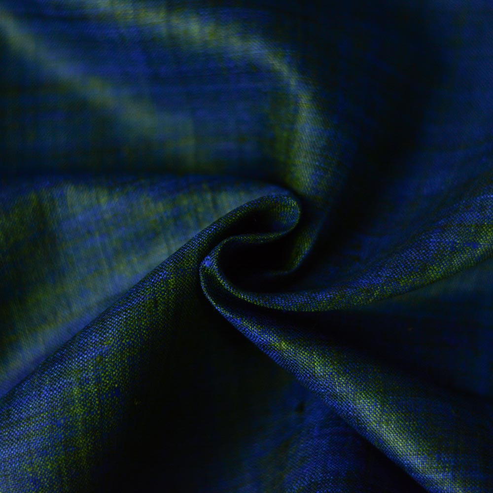 Plain Blue Green Pure Matka 110 GSM Handwoven Fabric