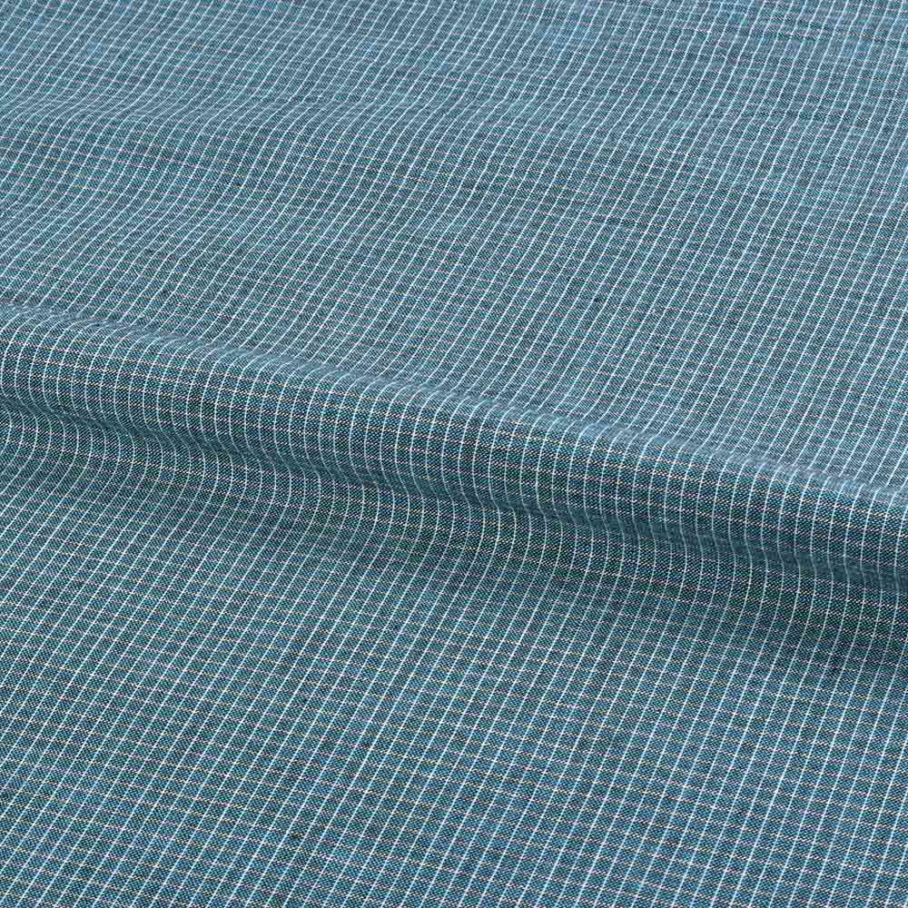 CHECK TURQUOISE & WHITE PURE COTTON 104 GSM HANDWOVEN FABRIC