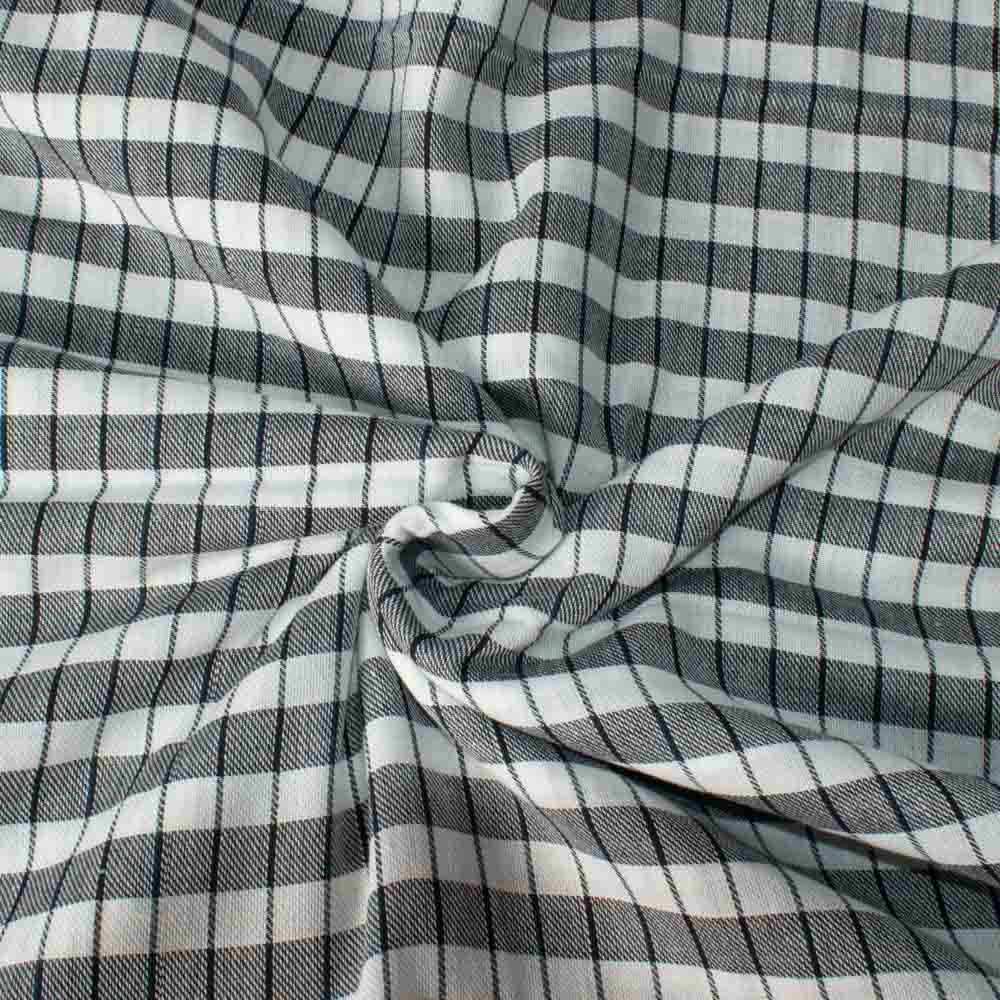 Check Twill Black White Pure Cotton 100 GSM Handwoven Fabric