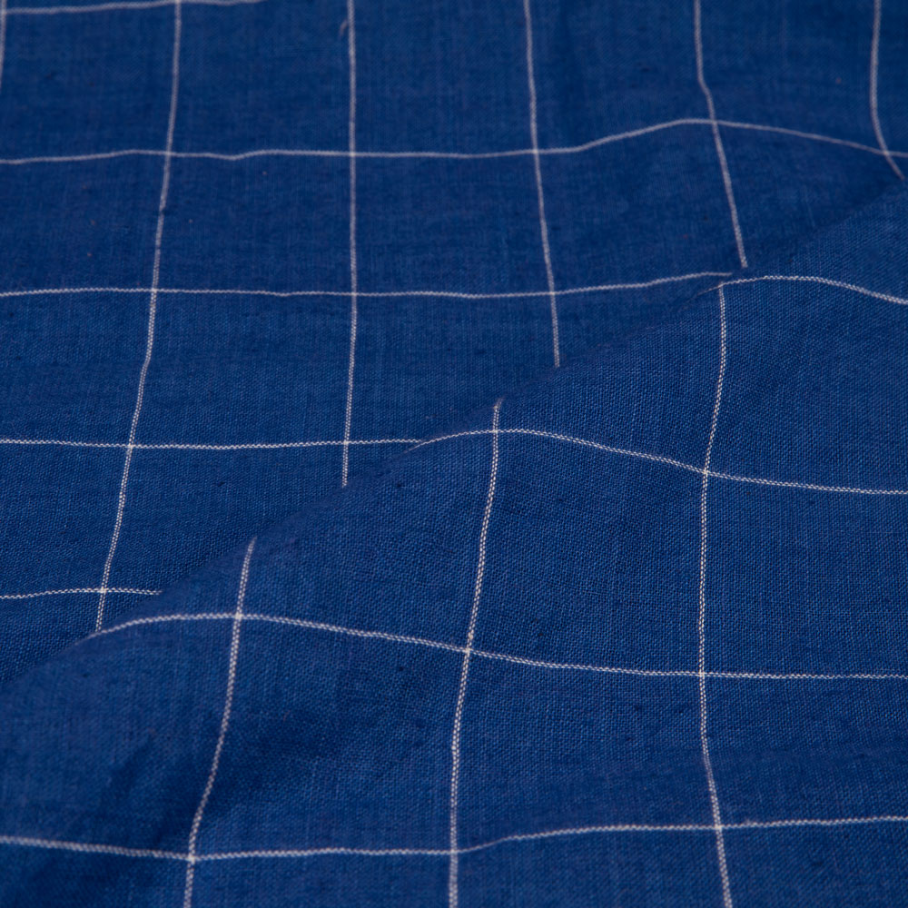 CHECK BLUE PURE COTTON 88 GSM HANDWOVEN FABRIC 263