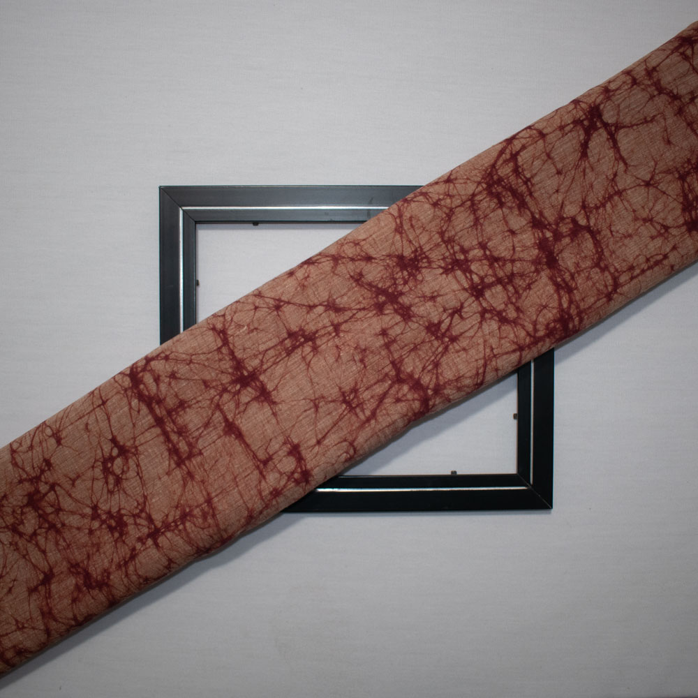 Abstract Red Batik Printed Khadi Cotton 105 GSM Handwoven Fabric