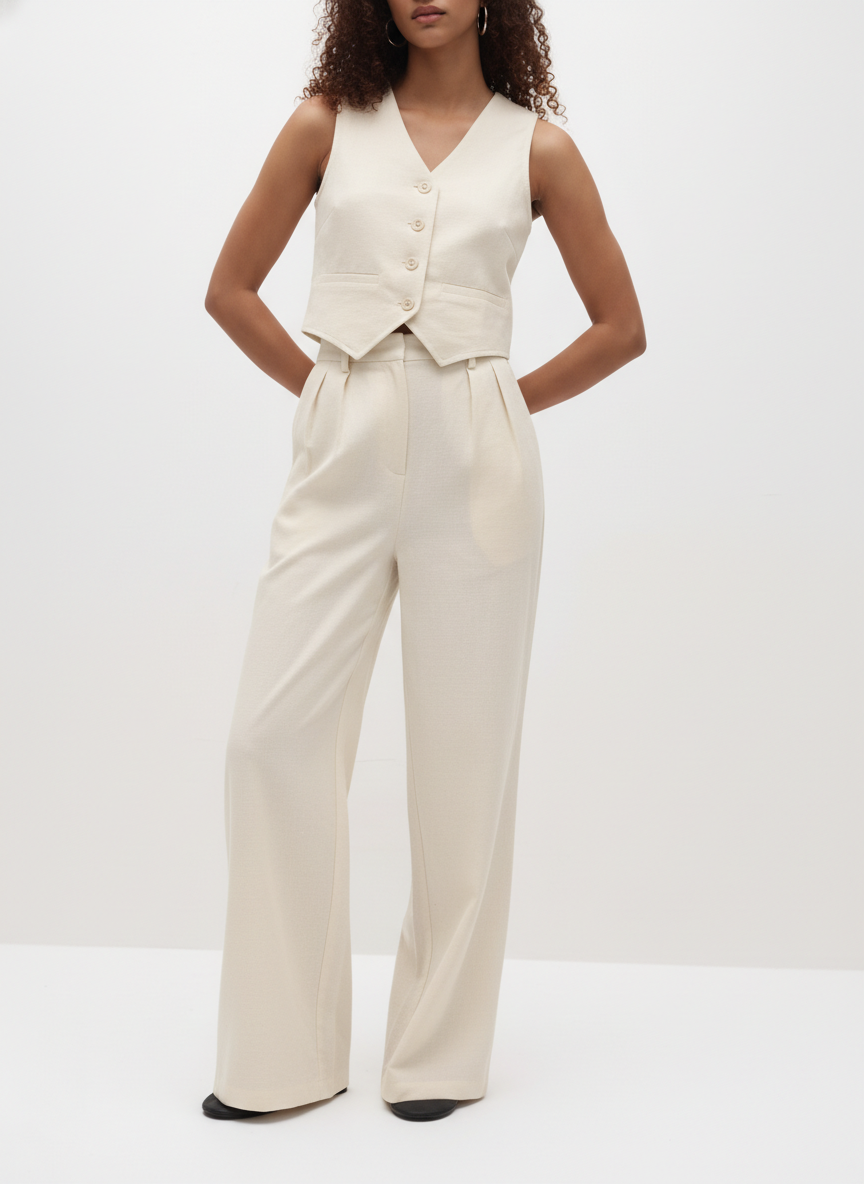 Waistcoat & Pleated Pants Co-ord Set