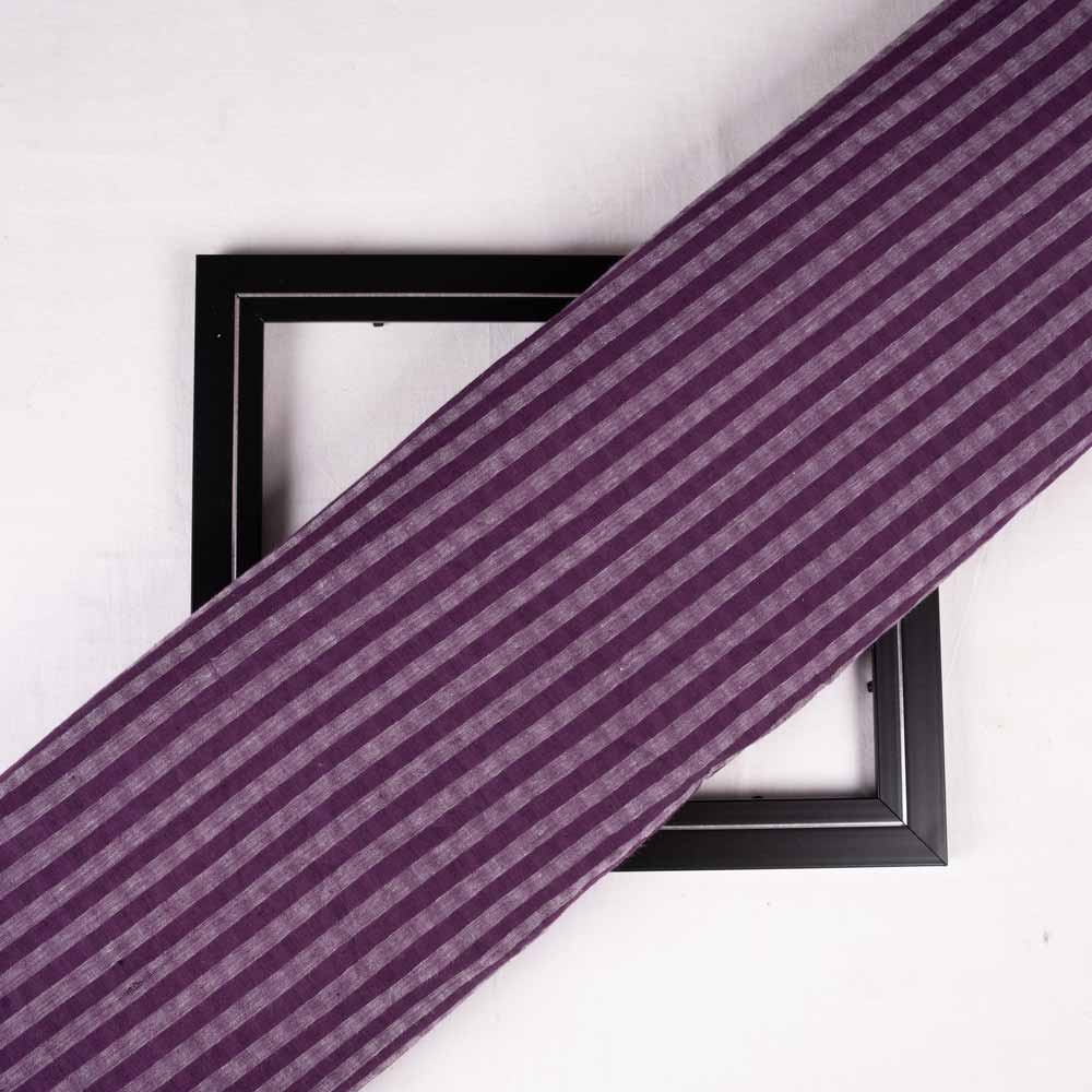 Stripe Purple & White Pure Cotton 87 GSM Handwoven Fabric