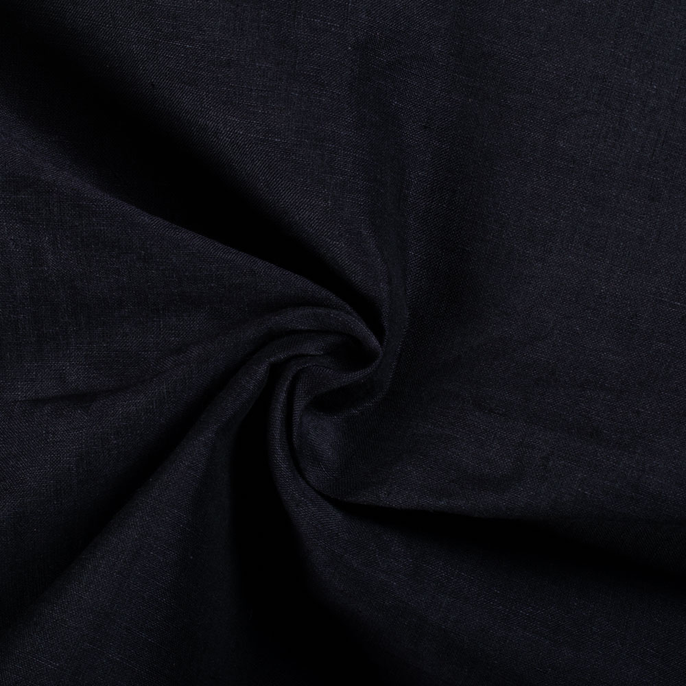 Solid Black 122 GSM Pure Linen Handwoven Fabric