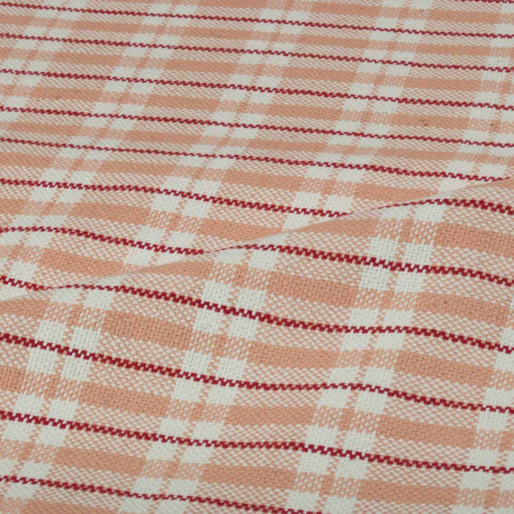 CHECK PINK PURE KHADI FABRIC - 152 GSM HANDSPUN & HANDWOVEN