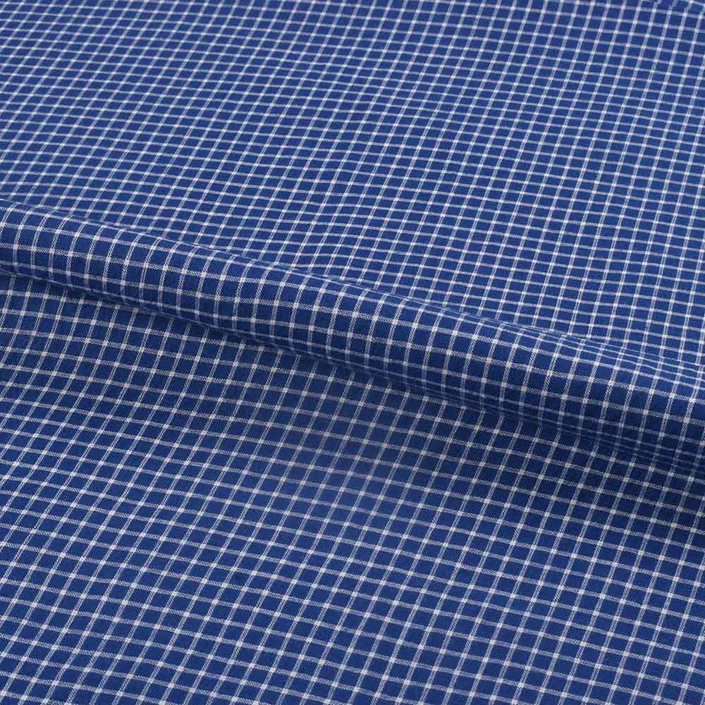 CHECK BLUE & WHITE PURE COTTON 60 GSM HANDWOVEN FABRIC