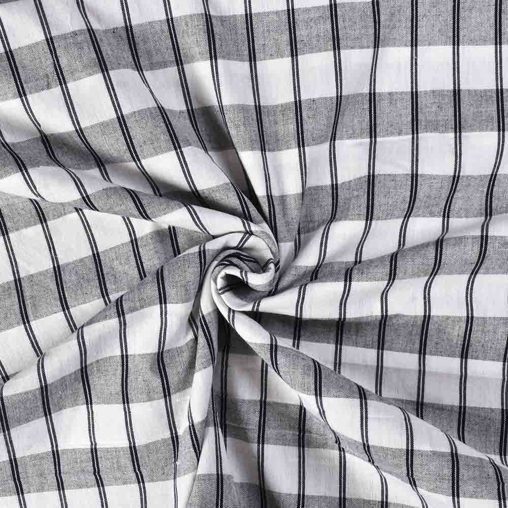 Check White Black Pure Cotton 120 GSM Handwoven Fabric