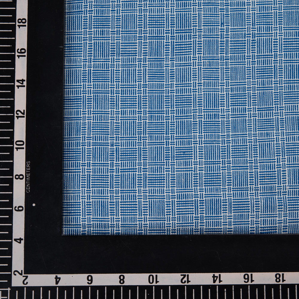 MATTY CHECK BLUE & WHITE PURE KHADI 208 GSM HANDSPUN & HANDWOVEN FABRIC