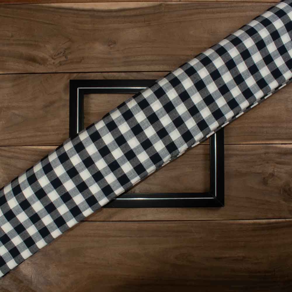 Check White Dark Navy 100 Pure Cotton Handwoven Fabric 738