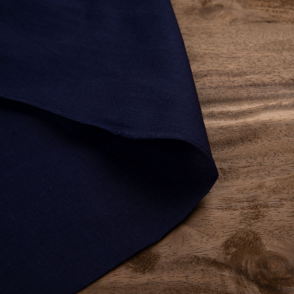 Plain Dark Blue Khadi Cotton 58 GSM Handwoven Fabric