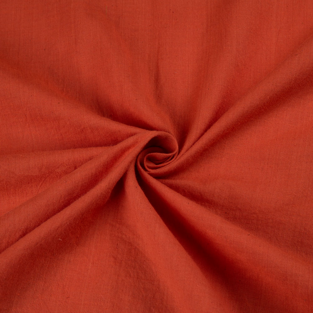 Plain Orange Pure Cotton 92 GSM Handwoven Fabric