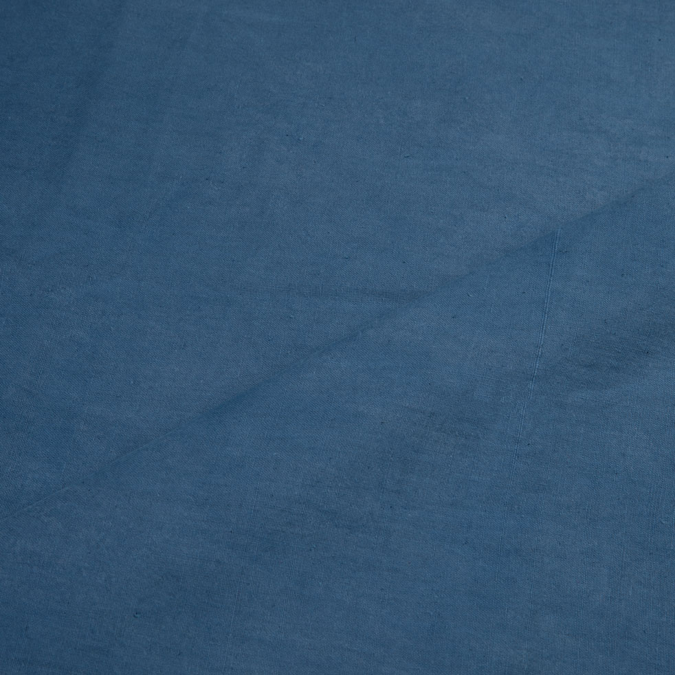 Plain Dark Blue Natural Indigo Dyed 115 GSM Handwoven Cotton Kora Fabric