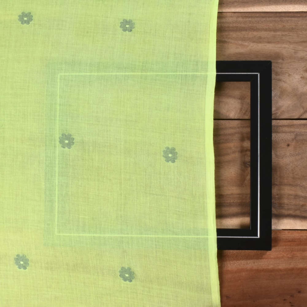Close-up of Jamdani fabric showcasing its floral patterns.