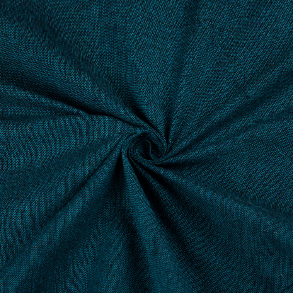 Plain Teal Khadi Cotton 107 GSM Handwoven Fabric