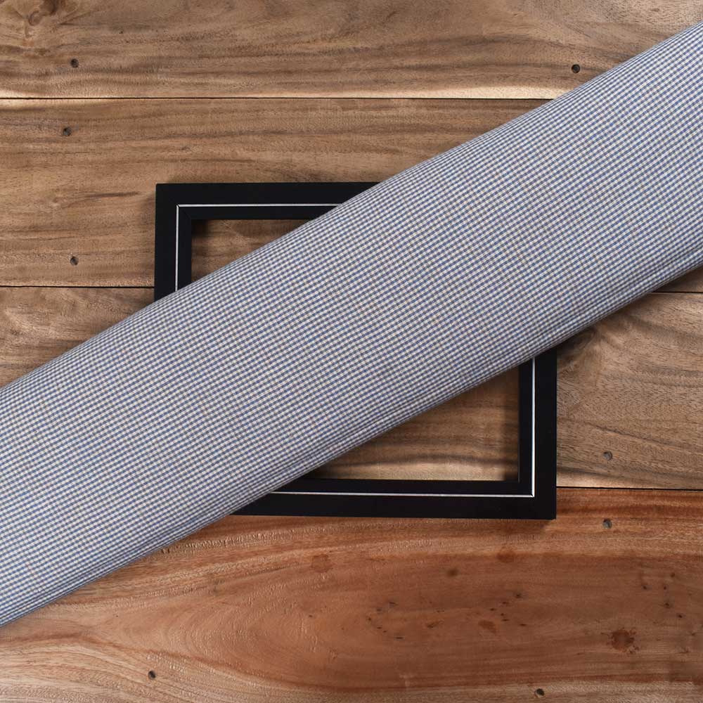 Check Blue & White Pure Cotton 100 GSM Handwoven Fabric