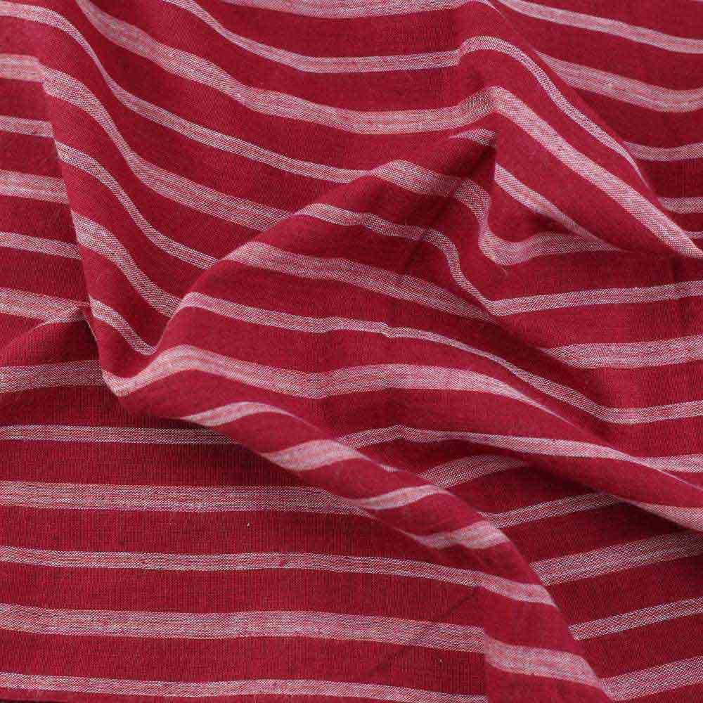 Stripe Red Pure Cotton 105 GSM Handwoven Fabric