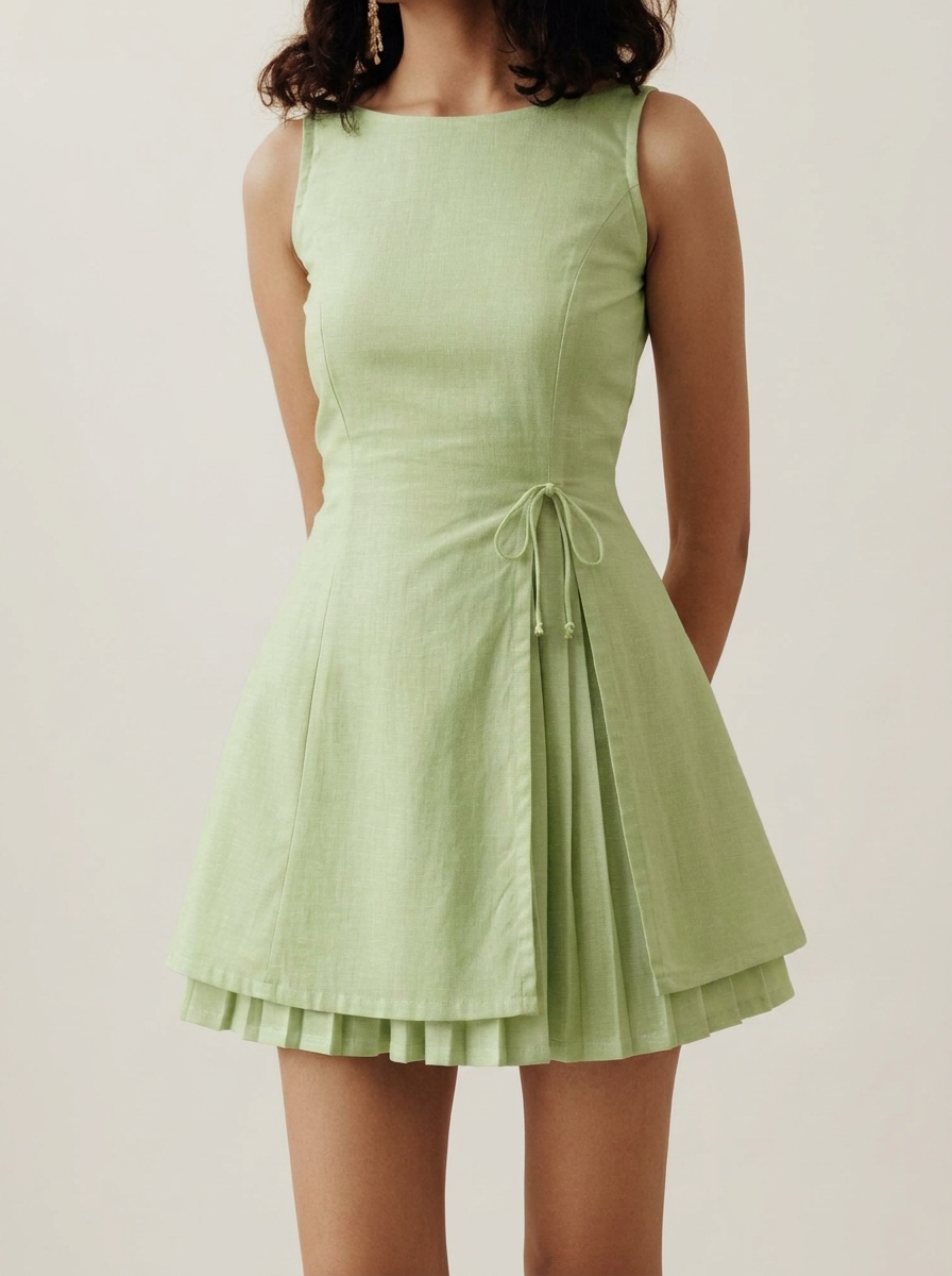Overlapped Pleated Dress
