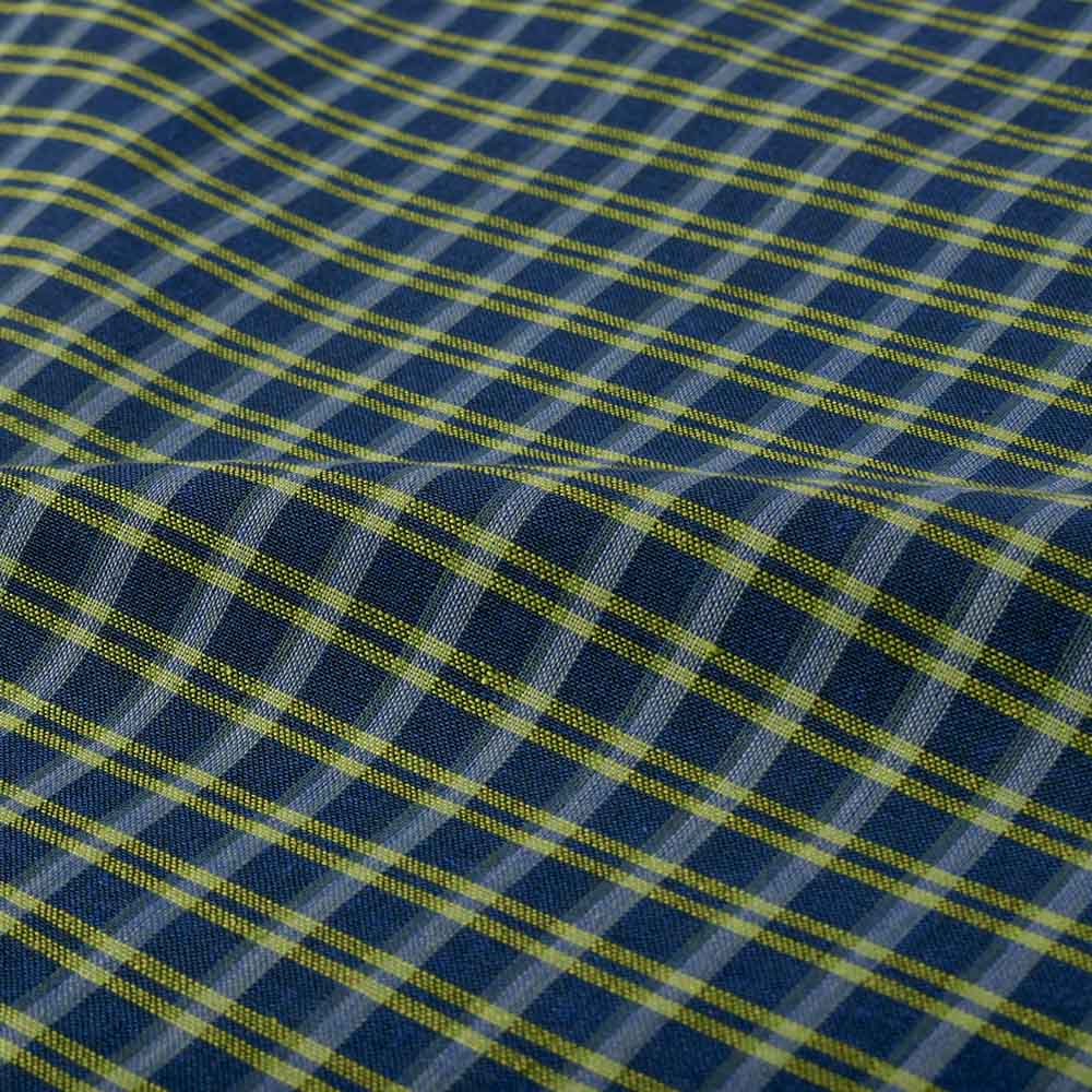 CHECK GREEN BLUE PURE COTTON 125 GSM HANDWOVEN FABRIC
