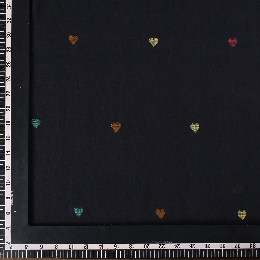 BLACK GEOMETRIC JAMDANI PURE COTTON 53 GSM HANDWOVEN FABRIC 300