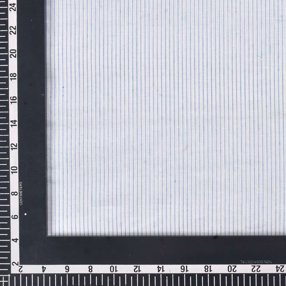 PINSTRIPE BLUE & WHITE PURE COTTON 70 GSM HANDWOVEN FABRIC