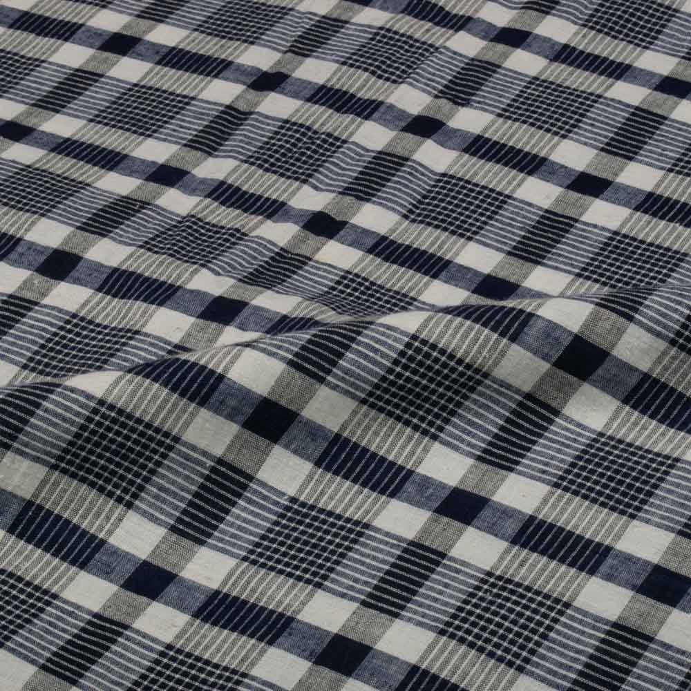 CHECK GREY & BLACK PURE COTTON 79 GSM HANDWOVEN FABRIC