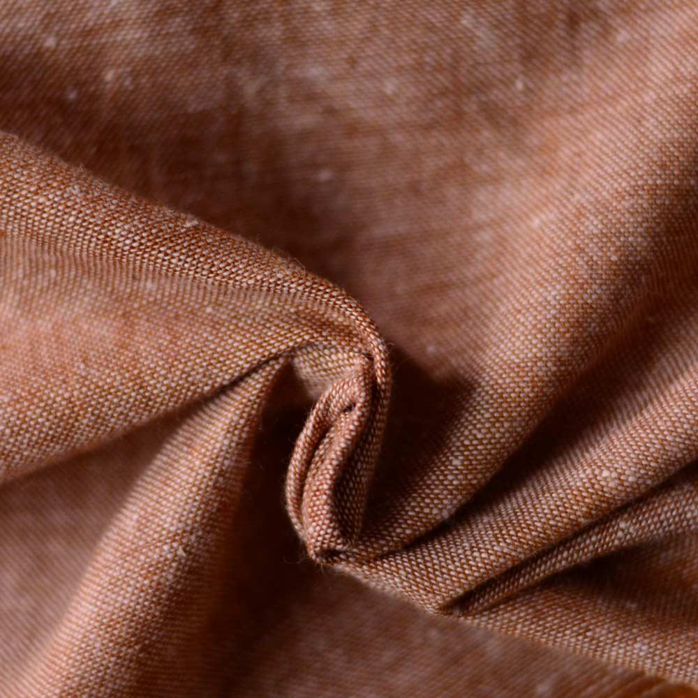 Chambray Brown Khadi Cotton 105 GSM Handwoven Fabric 09