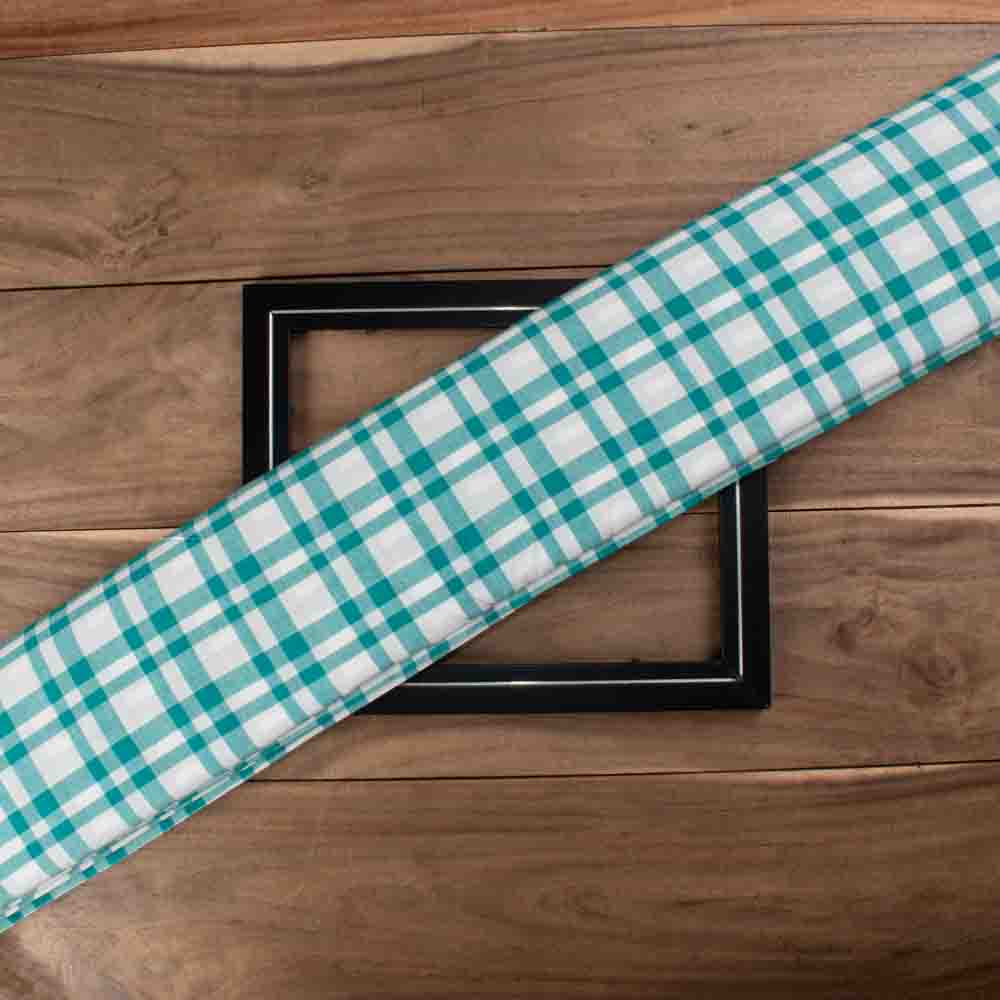 Check Green White Pure Cotton 110 GSM Handwoven Fabric