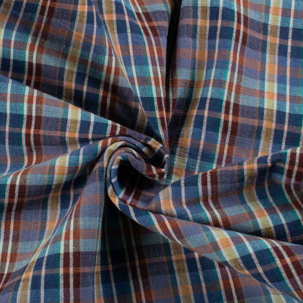 Multicolor Check Cotton & Khadi 125 GSM Handwoven Fabric 813