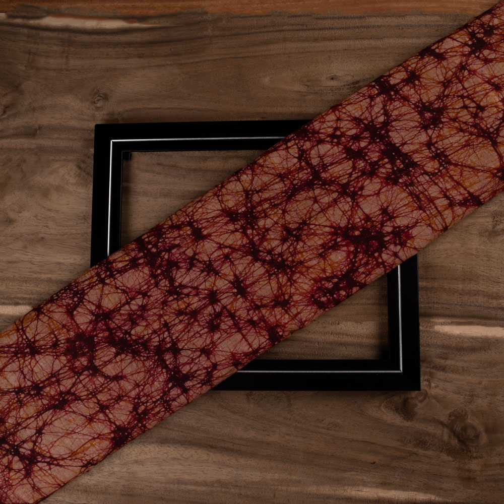 Abstract Peach Batik Cotton Khadi 112 GSM Fabric - Hand Printed