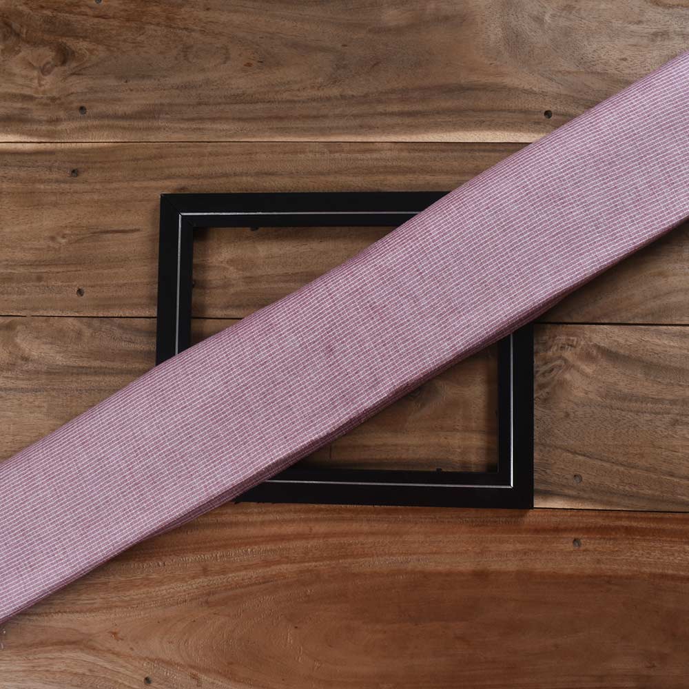 Check Pink Pure Cotton 93 GSM Handwoven Fabric D17