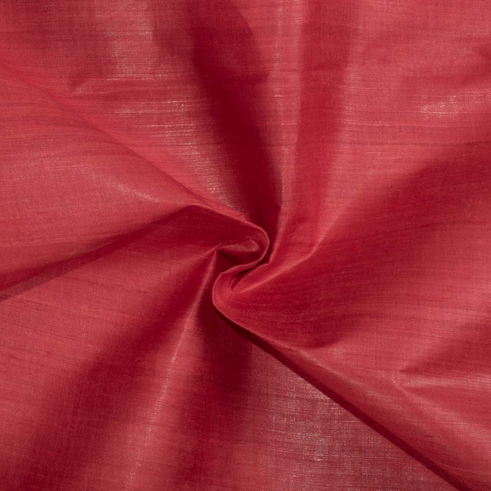 Plain Red Tussar and Matka Silk Blend 78 GSM Handwoven Fabric