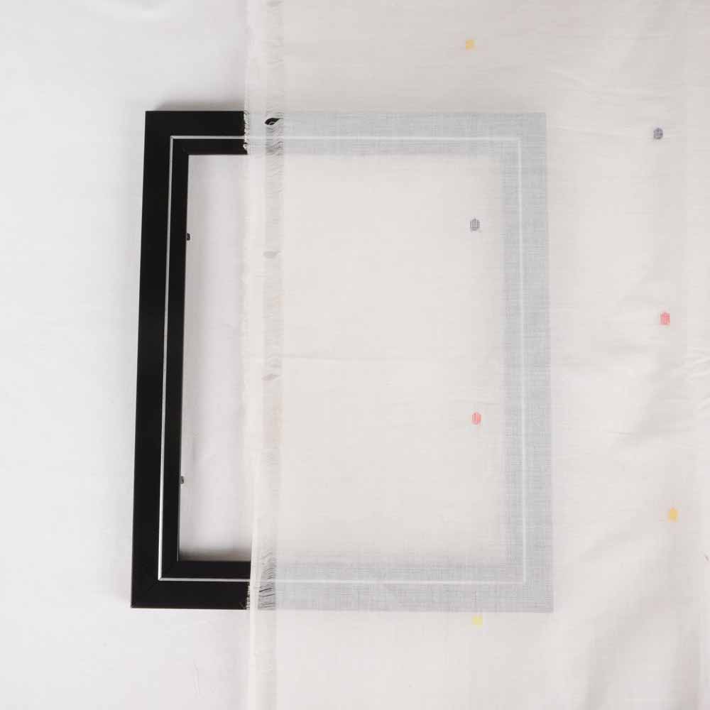 GEOMETRIC WHITE JAMDANI HANDWOVEN COTTON 55 GSM FABRIC