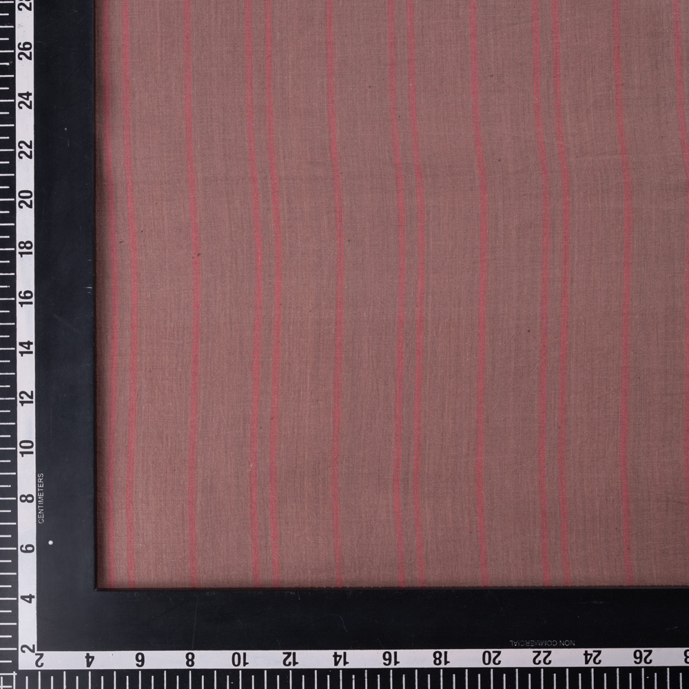 STRIPE BROWN PURE COTTON 56 GSM HANDWOVEN FABRIC