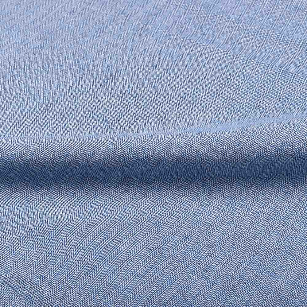 HERRINGBONE TWILL BLUE PURE COTTON 97 gsm HANDWOVEN FABRIC