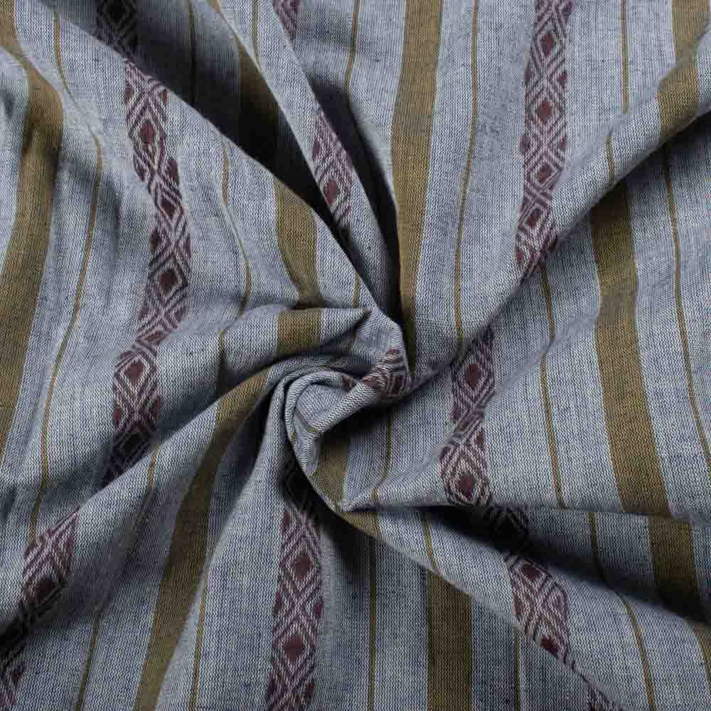 Stripe Blue Diamond Lattice Extra Warp 100 GSM Pure Cotton Jacquard Fabric