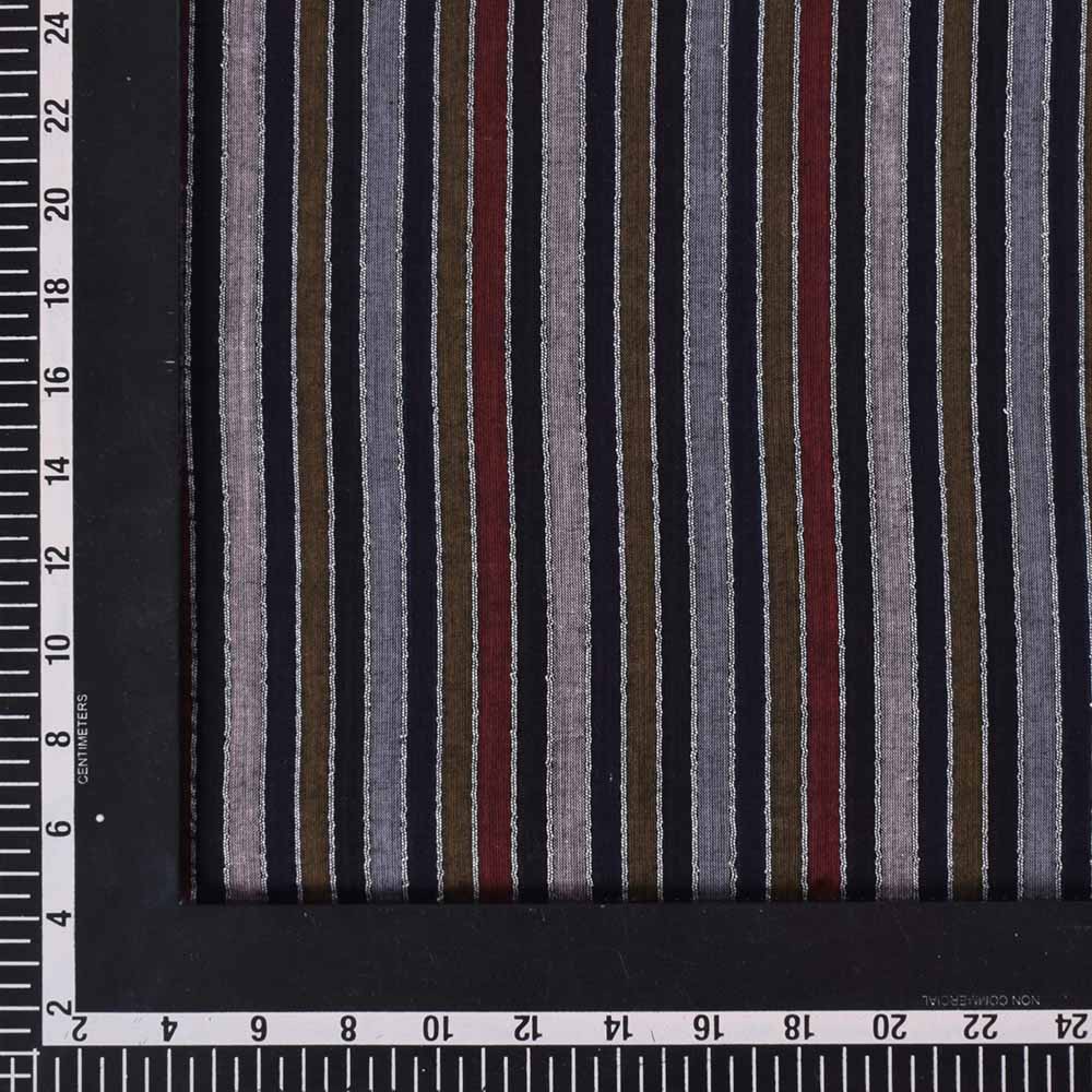 STRIPE MULTICOLOR PURE COTTON 60 GSM HANDWOVEN FABRIC