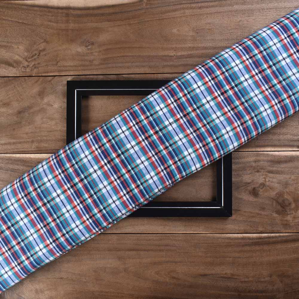 Check Multicolour Pure Cotton 95 GSM Handwoven Fabric 481
