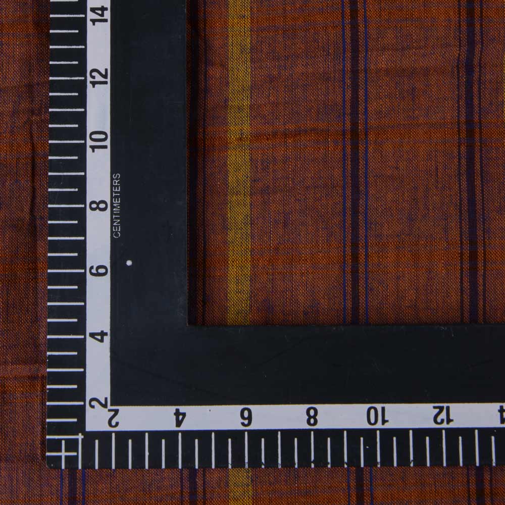 CHECK BROWN PURE COTTON 105 GSM HANDWOVEN FABRIC