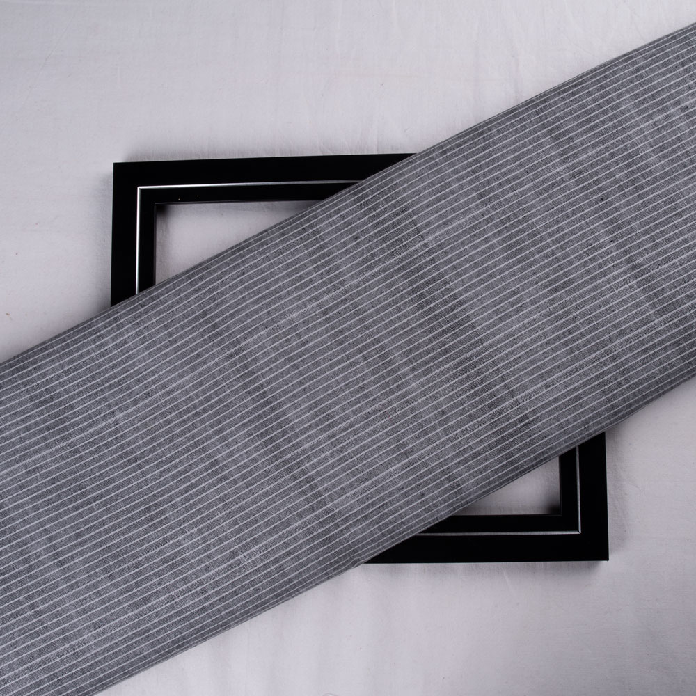 Pinstripe Black & White Pure Cotton 110 GSM Handwoven Fabric