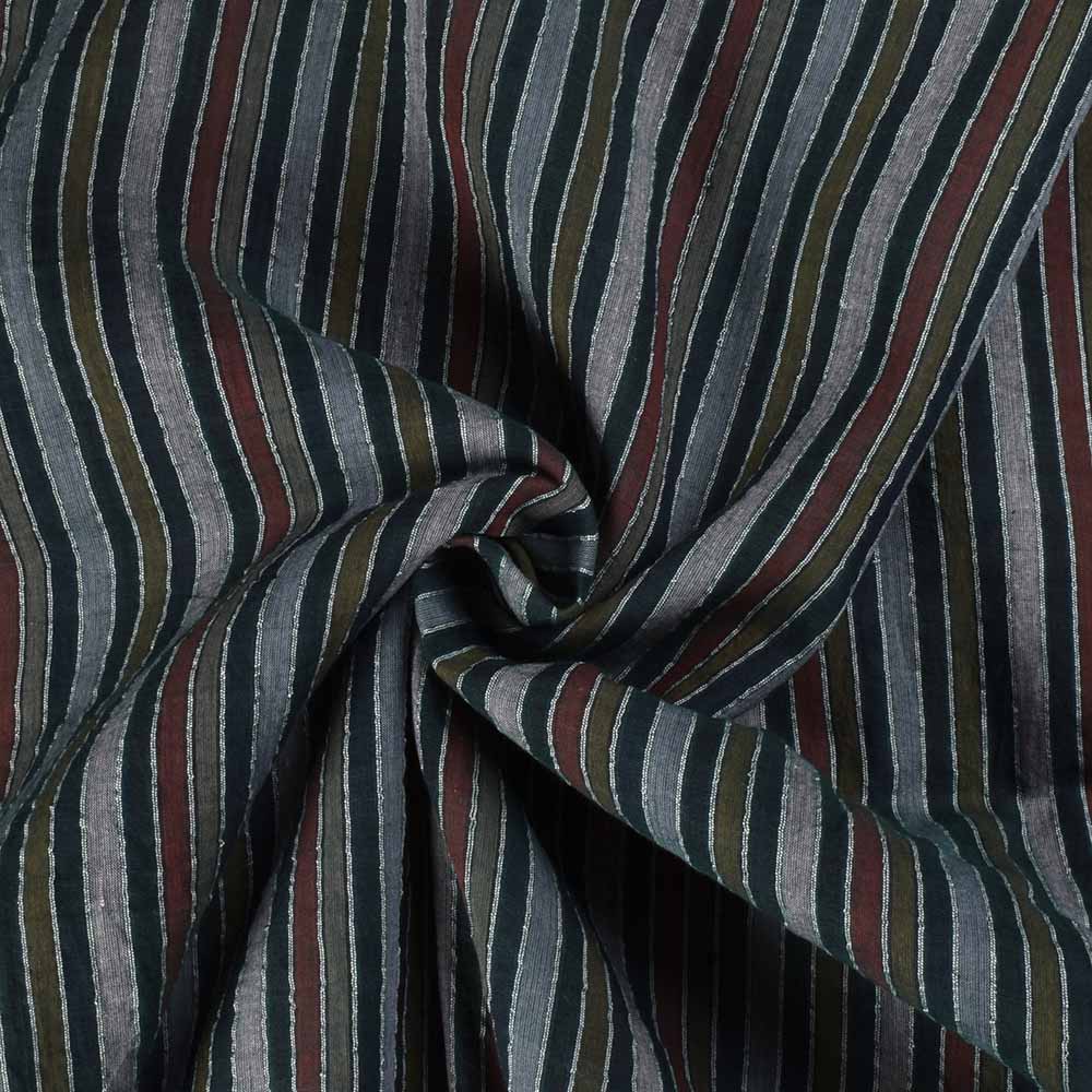 Stripe Multicolor Pure Cotton 60 GSM Handwoven Fabric 309